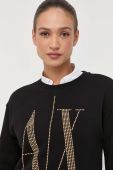 Бавовняна кофта Armani Exchange жіноча колір чорний з аплікацією (3345771)