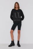 Бавовняна кофта Armani Exchange жіноча колір чорний з аплікацією (1564139)