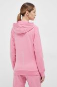 Кофта EA7 Emporio Armani жіноча колір рожевий з капюшоном однотонна