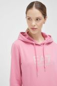 Кофта EA7 Emporio Armani жіноча колір рожевий з капюшоном однотонна