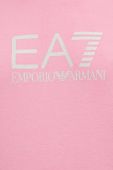 Кофта EA7 Emporio Armani жіноча колір рожевий з капюшоном однотонна
