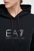 Кофта EA7 Emporio Armani жіноча колір чорний з капюшоном з принтом (3385615)