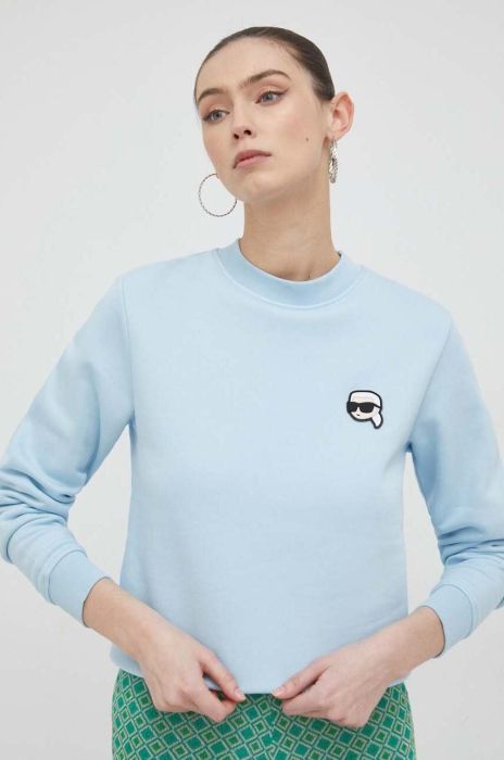 Кофта Karl Lagerfeld жіноча  з аплікацією колір блакитний (3102619)