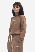 Бавовняна кофта Ellesse Sappan Sweatshirt жіноча колір коричневий з принтом SGM13149-BROWN