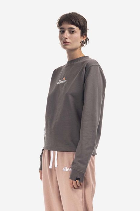 Бавовняна кофта Ellesse Sappan Sweatshirt жіноча колір сірий з принтом SGM13149-BROWN