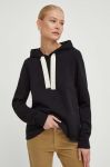 Бавовняна кофта Marc O'Polo жіноча колір чорний з капюшоном однотонна