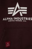 Дитяча кофта Alpha Industries колір бордовий з капюшоном з принтом