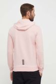 Кофта EA7 Emporio Armani чоловіча колір рожевий з капюшоном однотонна