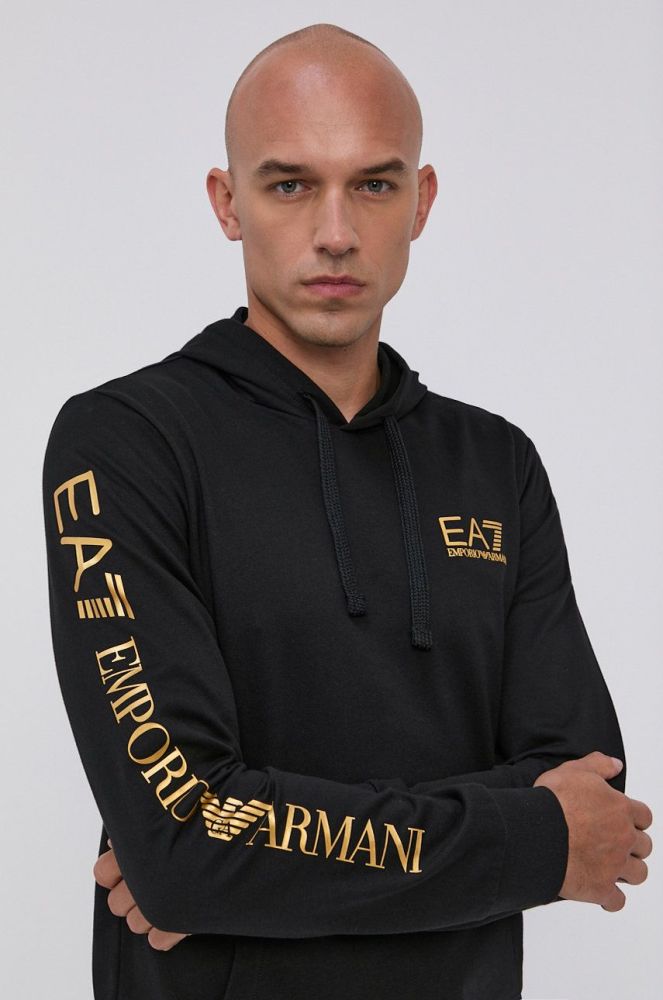 Кофта EA7 Emporio Armani чоловіча колір чорний з принтом (1520792)