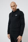 Бавовняна кофта EA7 Emporio Armani чоловіча колір чорний гладка