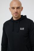 Бавовняна кофта EA7 Emporio Armani чоловіча колір чорний гладка
