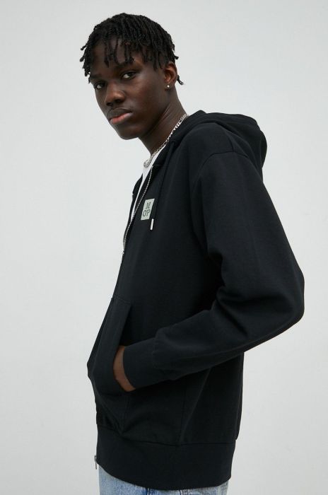 Бавовняна кофта Marc O'Polo чоловіча колір чорний з капюшоном з аплікацією (2949219)