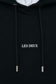 Бавовняна кофта Les Deux чоловіча колір чорний з капюшоном з принтом (3035049)