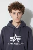 Кофта Alpha Industries чоловіча колір синій з капюшоном з принтом 178312.02-navy