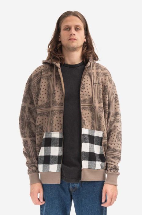 Кофта Karl Kani чоловіча колір коричневий з капюшоном візерунок 6022758-brown