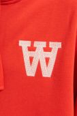 Бавовняна кофта Wood Wood Ian AA Hoodie чоловіча колір червоний з капюшоном з аплікацією 10295600.2424-CHILIRE