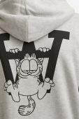 Бавовняна кофта Wood Wood X Garfield чоловіча колір сірий з капюшоном з принтом 30045601.2424-GREYMELANG
