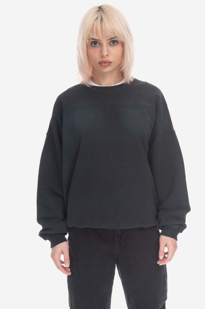 Бавовняна кофта Guess Guess Classic Logo Crewneck M2BQ01KBB40 чоловіча колір чорний однотонна M2BQ01.KBB40-A400