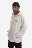 Бавовняна кофта Gramicci Ash чоловіча колір бежевий з капюшоном з принтом G3SU.J062-ash