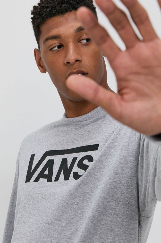 Лонгслів Vans чоловічий колір сірий з принтом (1633384)