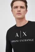 Лонгслів Armani Exchange чоловічий колір чорний з принтом