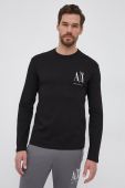 Бавовняний лонгслів Armani Exchange колір чорний з принтом (1754392)
