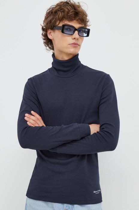 Бавовняний лонгслів Marc O'Polo колір синій однотонний (3566710)