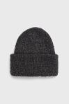 Шапка Pieces колір сірий з товстого трикотажу
