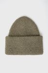 Шапка Pieces колір зелений з товстого трикотажу