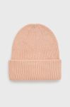 Шапка Pieces колір рожевий з товстого трикотажу