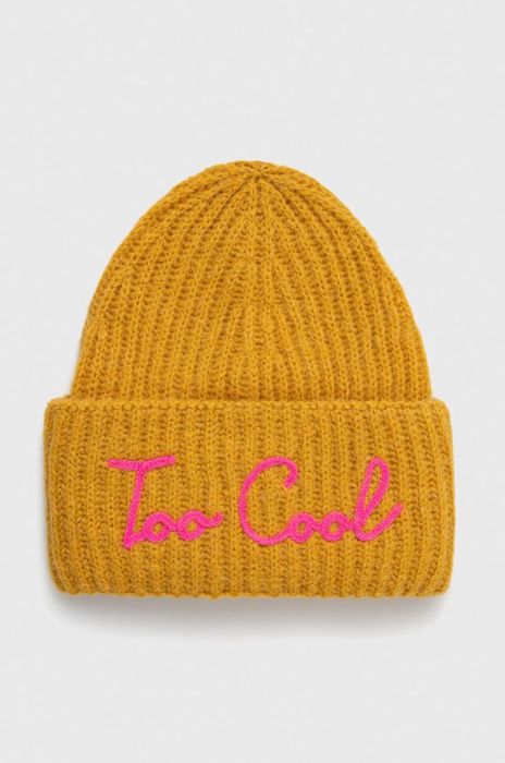 Шапка з домішкою вовни MC2 Saint Barth колір жовтий з товстого трикотажу