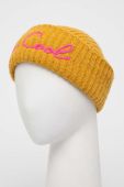Шапка з домішкою вовни MC2 Saint Barth колір жовтий з товстого трикотажу