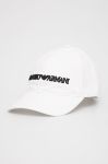 Бавовняна кепка Emporio Armani колір білий з аплікацією