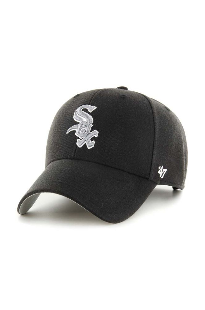 Кепка з домішкою вовни 47brand MLB Chicago White Sox колір чорний з аплікацією