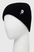 Шапка з домішкою вовни Karl Lagerfeld колір чорний з товстого трикотажу (3617049)