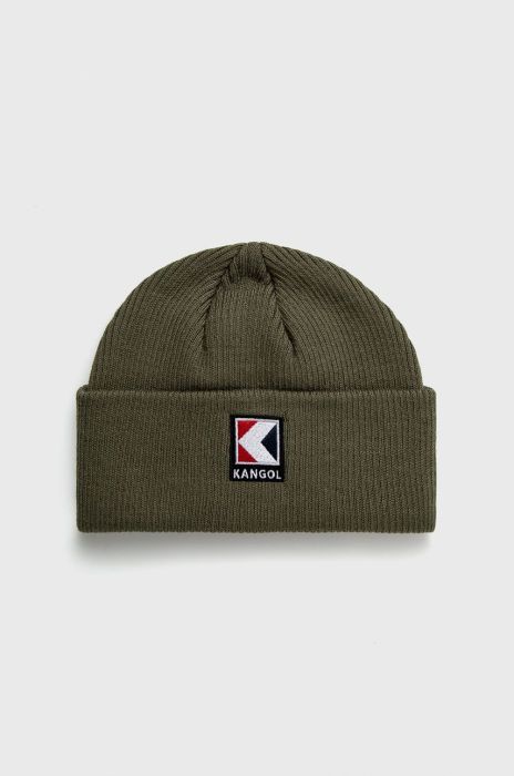 Шапка Kangol колір зелений з тонкого трикотажу