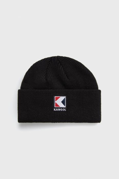 Шапка Kangol колір чорний з тонкого трикотажу