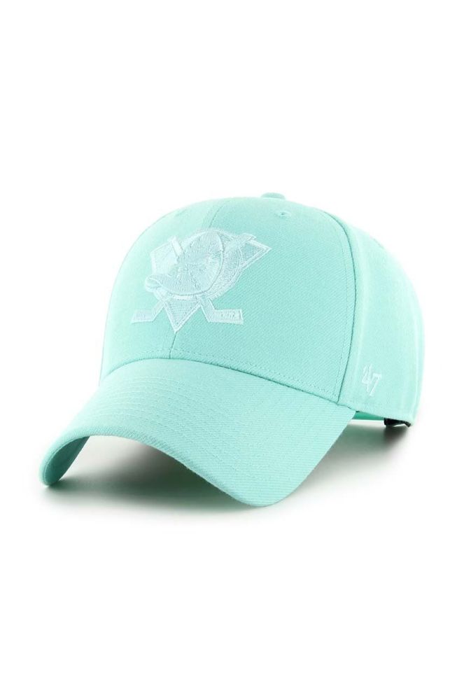 Кепка з домішкою вовни 47brand NHL Anaheim Ducks колір бірюзовий з аплікацією