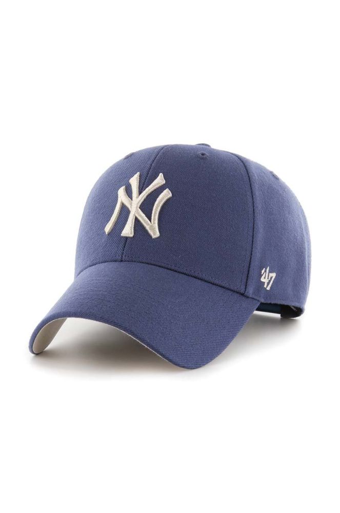 Кепка з домішкою вовни 47brand MLB Yankees Subway Series з аплікацією колір блакитний