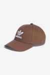 Бавовняна бейсболка adidas Originals колір коричневий з аплікацією IB9970.M-brown