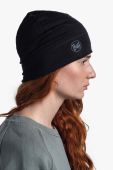 Шапка Buff Merino Lightweight колір чорний з тонкого трикотажу вовна