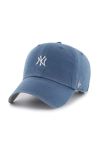 Бавовняна бейсболка 47brand MLB New York Yankees з аплікацією колір блакитний (3452682)