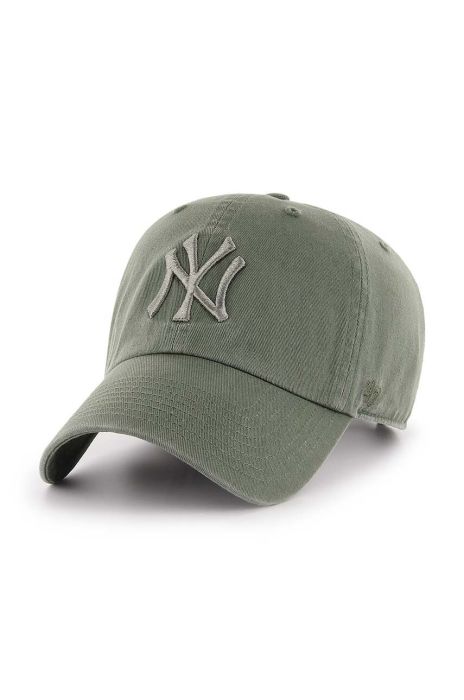 Бавовняна бейсболка 47brand MLB New York Yankees колір зелений з аплікацією (3452695)
