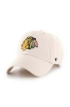 Бавовняна бейсболка 47brand NHL Chicago Blackhawks колір бежевий з аплікацією