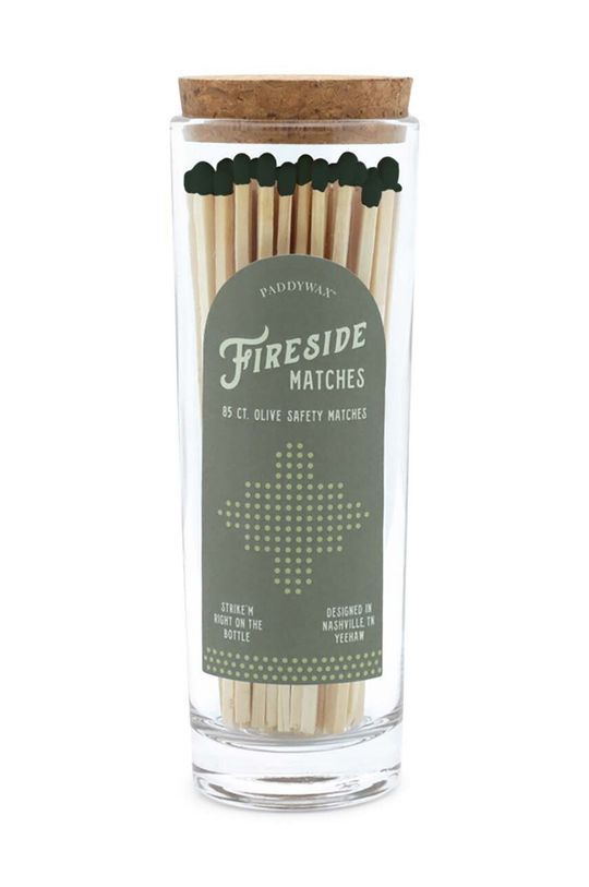 Сірники у скляній банці Paddywax Fireside Safety Matches 85-pack колір зелений