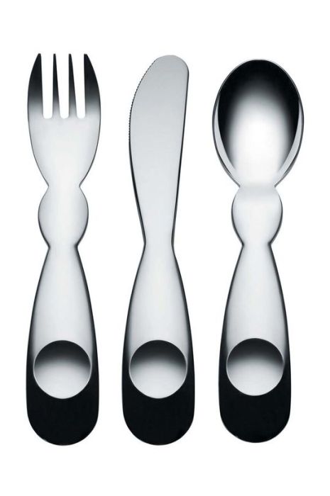 Набір столових приборів для дітей Alessi Alessini 3-pack колір сірий