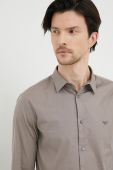 Сорочка Emporio Armani чоловіча колір чорний regular класичний комір (2970496)
