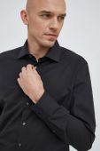 Бавовняна сорочка Seidensticker чоловіча колір чорний slim класичний комір (2978820)