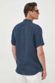 Сорочка з льону United Colors of Benetton колір синій regular класичний комір (3302418)