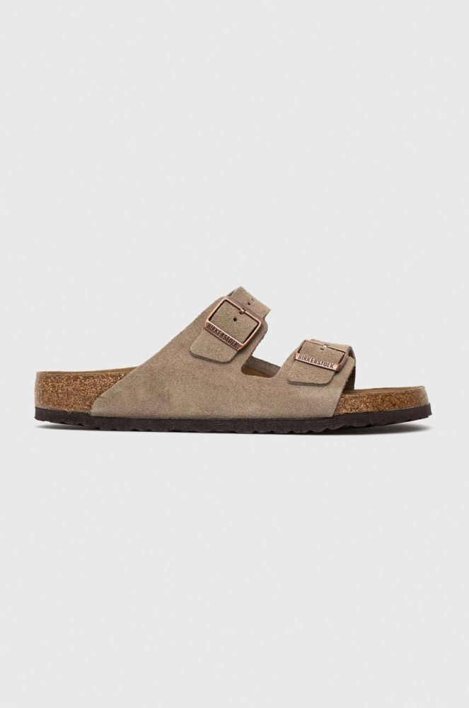 Замшеві шльопанці Birkenstock Arizona чоловічі колір сірий 51461.TAUP-TAUPE